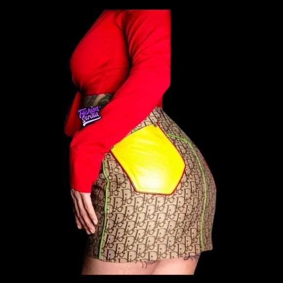 Christian DIOR Vintage John Galliano Rasta Monogram Logo Y2K Mini skirt - Picture 5 of 15